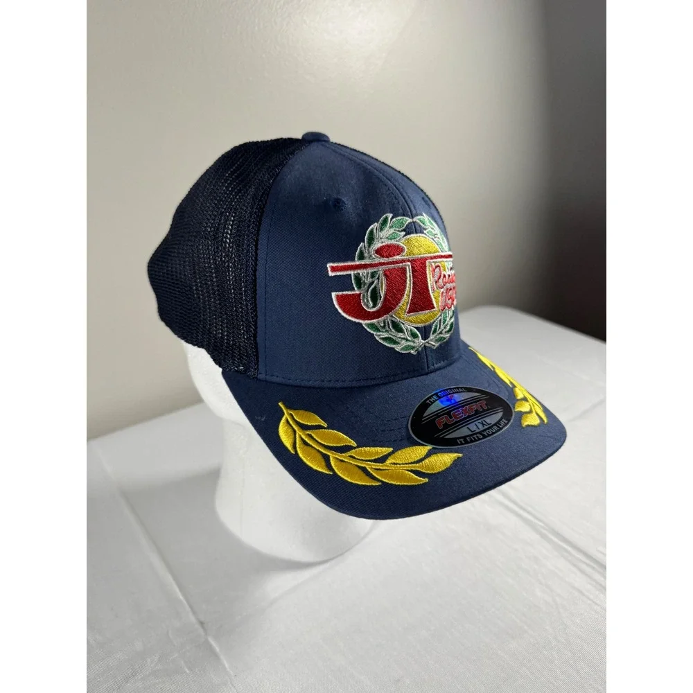 Brand New JT Racing USA Flexfit Trucker Hat Navy Blue Mesh Back Embroidered Cap